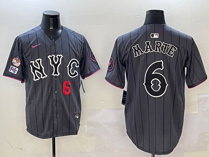 Men New York Mets 6 Marte Black City Edition 2025 Nike MLB Jersey style 6